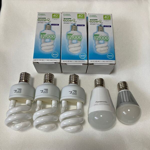 美品 E17 5個 昼光色 1/5 エコ電球 6倍 長寿命 白熱電球からの取替えにおすすめ 40W エコ 節電 昼白色 LED電球 パナソニック 電球色