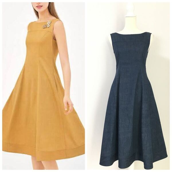 近年美品 FOXEY フォクシー ストレッチ フレア 洗える ワンピース 送料無料 クリーニング済