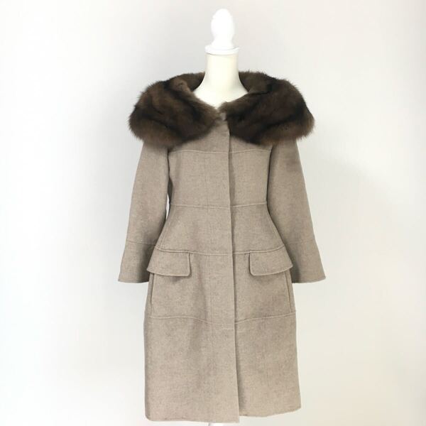 美品 FOXEY フォクシー カシミヤ100% ファー コート 送料無料 クリーニング済