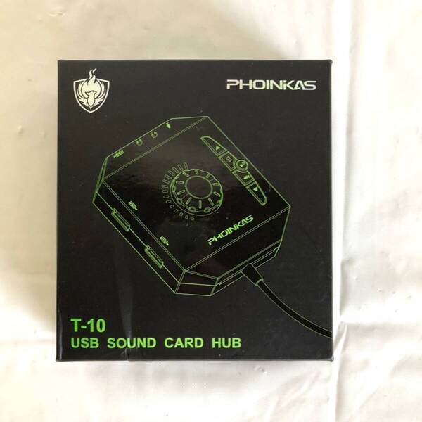 PHOINKAS T-10 USB サウンドカード ハブ T-10モデル 1.2mケーブル Windows互換
