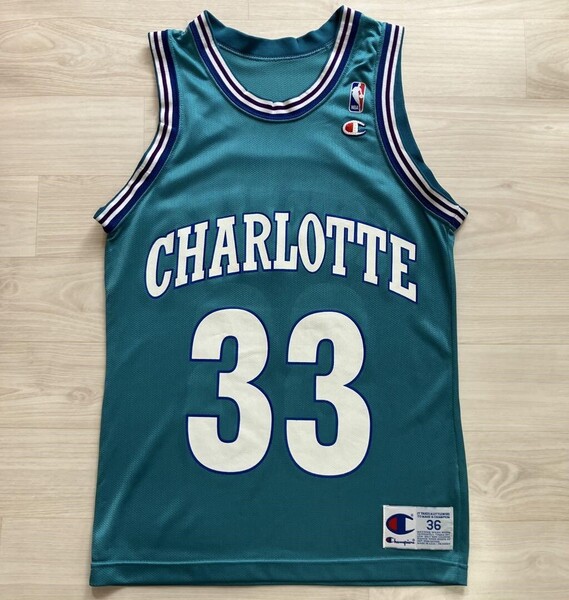 NBA MOURNING #33 アロンゾ・モーニング HORNETS シャーロット・ホーネッツ Champion チャンピオン ヴィンテージ ユニフォーム ジョーダン