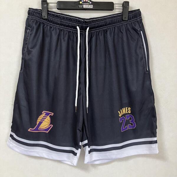 ★未使用品 NBA レブロン・ジェームズ LAKERS ロサンゼルス・レイカーズ バスパン ショーツ ユニフォーム バスケ ジャージ L ハーフパンツ
