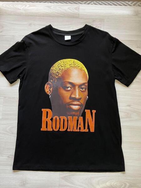 【訳あり】 NBA RODMAN デニス・ロッドマン Tシャツ ユニフォーム ブラック 美品 L コットン ブルズ ジョーダン 綿 美品