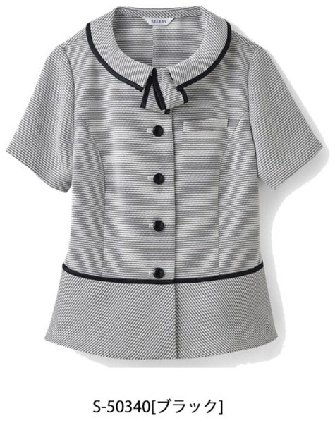 【新品】SELERY_11号_半袖オーバーブラウス(ブラック)50340/セロリー/かわいい会社事務服/おしゃれOL制服