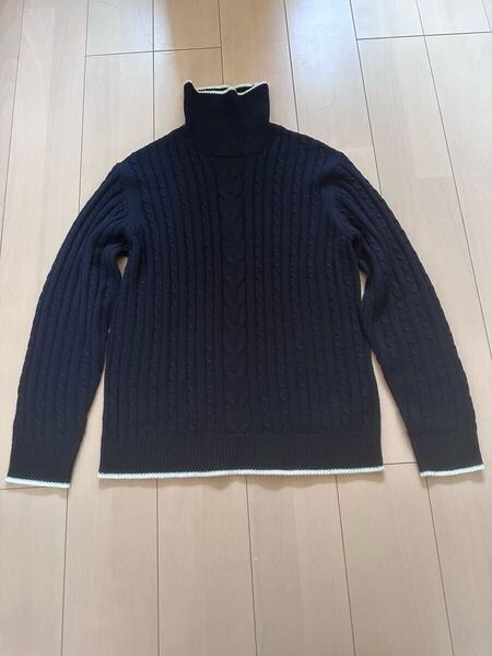ケーブル柄タートルネックプルオーバー COMME CA ISM コムサイズム トップス ニット ネイビー