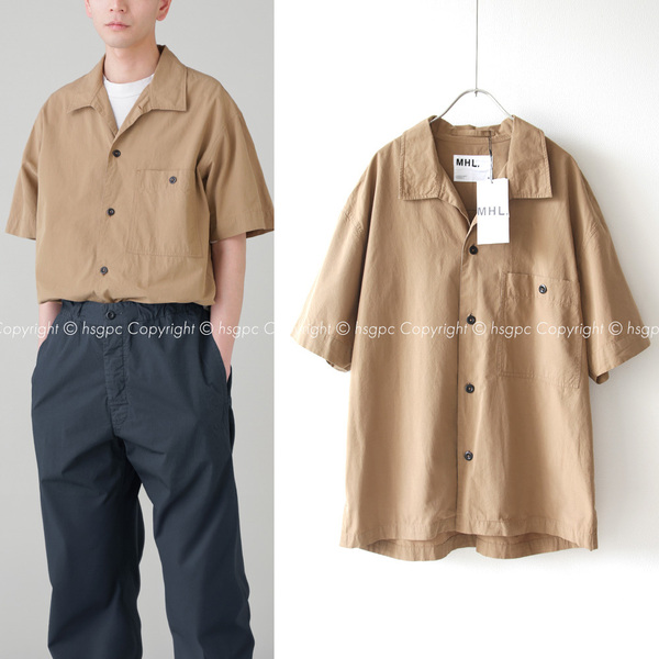 【定価2.3万】新品 MHL. コットンリネン オープンカラーシャツ ブラウス 開襟 マーガレットハウエル MARGARET HOWELL エムエイチエル