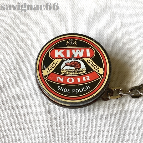 60年代 フレンチキーホルダー メタル ティン缶 KIWI 靴クリーム ワックス 靴磨き★ 60s フランス vintage アンティーク レトロ 当時物 雑貨