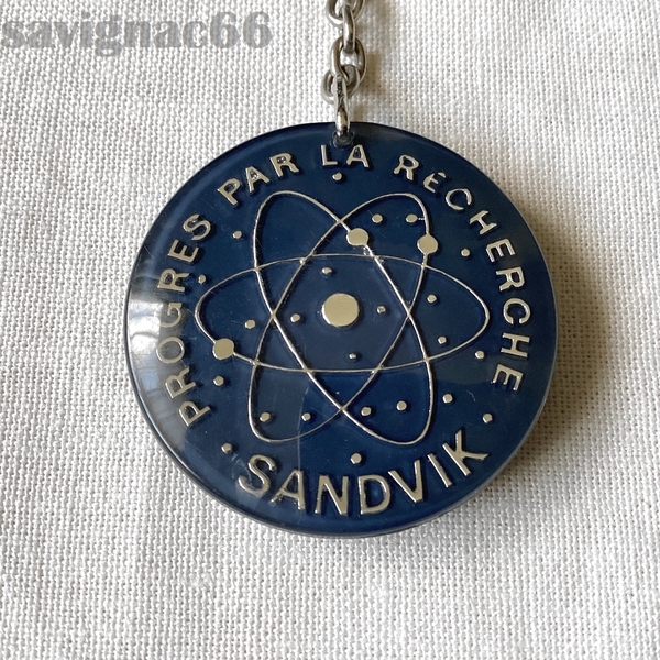 60s フレンチキーホルダー アクリル SANDVIK 切削工具 サンドビック 原子模型 ラザフォード★物理学 60s フランス vintage ブルボン 企業物
