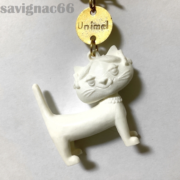 60年代 フレンチキーホルダー Unimel ネコ 白 猫 ユニメル ★ 60s フランス ねこ vintage アンティーク フィギュア レトロ チャーム 雑貨