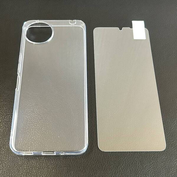 2点セット AQUOS wish4 SH-52E SH-M27 クリアケース+画面保護ガラス TPU 透明 クリア 画面保護 9H シンプル カバー ソフトケース アクオス