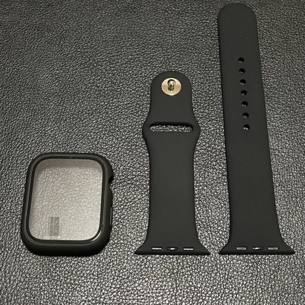 【2点セット】アップルウォッチ 45mm対応 ケースカバー+スポーツバンド 「ブラック」バンドサイズ Lサイズ apple watch シリーズ 7 8