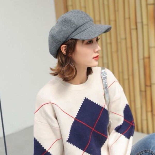 おしゃれ 韓国 ニット 厚め 可愛い ベレー帽 キャスケット ハンチング グレー 灰色 小顔効果 シンプル ふかふか 人気