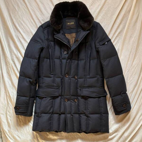 【MooRER/ムーレー】モーリスL 美品 ロロピアーナ 46(L位)MORRIS-L ウールカシミア ダウンコート ネイビー シーロ