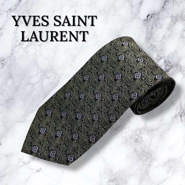 【新品・送料無料】イヴサンローラン ネクタイ ペイズリー柄 シルク 高級感 YVES SAINT LAURENT レギュラータイ