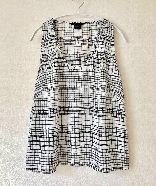 一度着用【A|X ARMANI EXCHANGE】フェンス柄トップス(Lサイズ) アルマーニ エクスチェンジ ノースリーブ