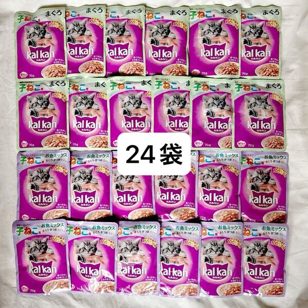 送料無料 70g 24袋 子猫用総合栄養食 子ねこ用 キャットフード カルカンパウチ ウェットフード ゼリー仕立て kalkan