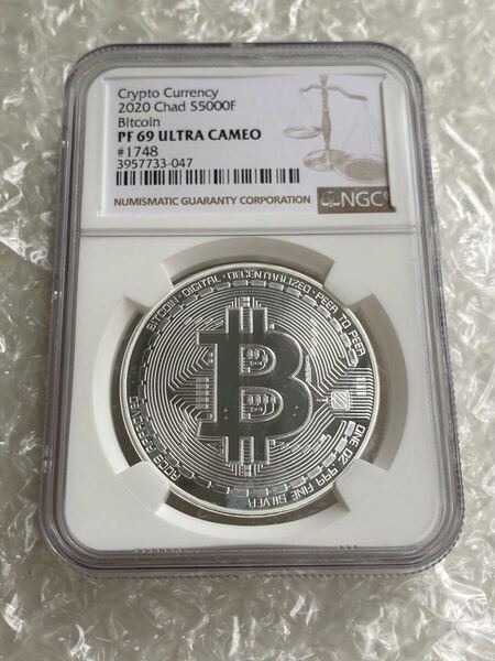 【NGC鑑定・PF69】ビットコイン チャド共和国 CFAフラン 1オンス 銀貨 プルーフ版 クリプト シルバーコイン 仮想通貨 暗号通貨 Bitcoin