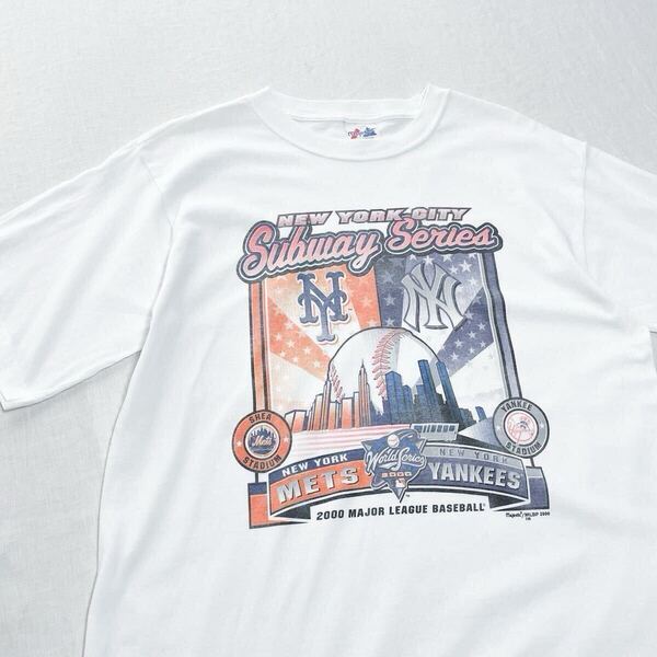 00s Majestic MLB公式 メッツ x ニューヨークヤンキース Tシャツ L 野球 ボール メジャーリーグ 大谷翔平