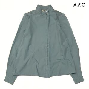 【送料無料】A.P.C. アーペーセー★長袖シャツ スタンドカラー くすみブルー レディース