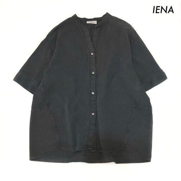 【送料無料】IENA イエナ★半袖シャツ バンドカラー チャコールグレー