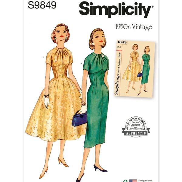 Simplicity S9849 ヴィンテージ 50年代 ワンピース 型紙