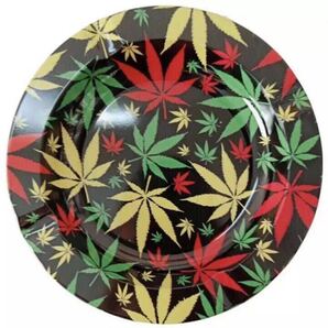 【未使用】灰皿 アムステルダム 五本指 葉っぱ 420 ブラウン モチーフ 煙管 キセル タバコ パイプ ユニーク 可愛い メタル シルバー