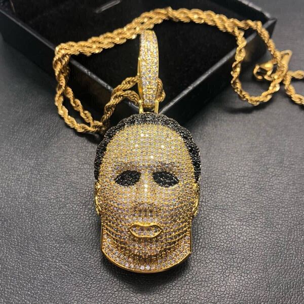 【新品】ネックレス メンズ ハロウィン ホラー映画 マイケル・マイヤーズ ゴールド ロープ チェーン ペンダント DBD hiphop ブリンブリン