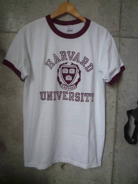 【レア】80s USA製 Harvard University ハーバード champion チャンピオン リンガーT Tシャツ ヴィンテージ vintage 70s