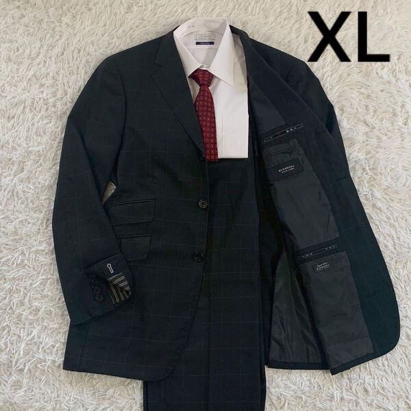 【怒涛のXLサイズ】 BURBERRY BLACK LABEL スーツ セットアップ テーラードジャケット ウィンドペンチェック バーバリーブラックレーベル