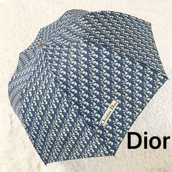 Christian Dior トロッター 雨傘 折りたたみ傘 クリスチャンディオール ブルー系 日傘