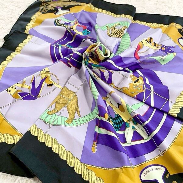 正規品 HERMES カレ90 circus エルメス サーカス シルク100 大判 スカーフ ストール