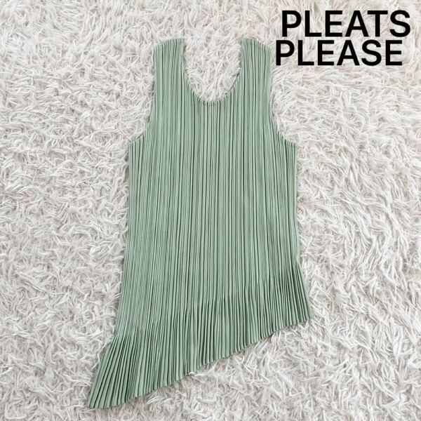 PLEATS PLEASE プリーツプリーズ ISSEY MIYAKE イッセイミヤケ ノースリーブ トップス ブラウス チュニック ワンピース アッシンメトリー