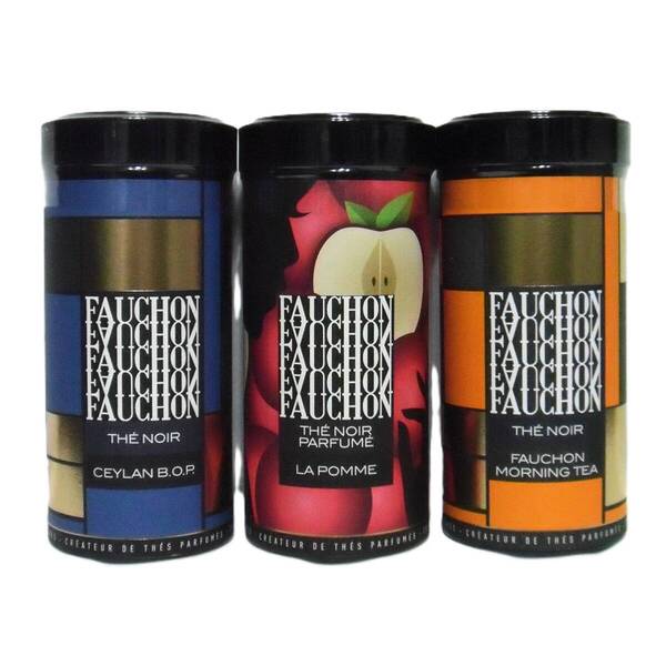 FAUCHON THE NOIR 3缶セット フォション/高島屋 テノワール/セイロン・モーニング・アップル 紅茶 茶葉 フランス 新品送料込 定価\8,532