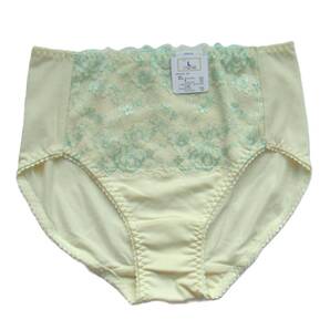 しっかりお腹押さえ/パワーネット 快適フィットショーツ L 綿混 ほどよい締め付け 上品な花柄レース ガードル/パンツ イエロー 新品送料込