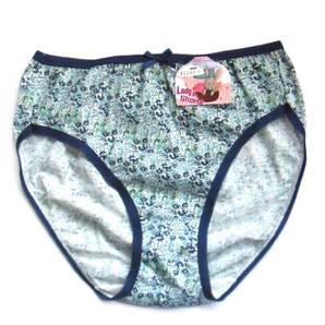 MODE ALINET リボン&繊細に描かれた野花の総柄 ショーツ L 綿混合 大人っぽい小花模様 フラワー柄 女の子にも!! パンツ ブルー 新品送料込