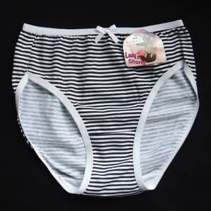 MODE ALINET リボン&シンプルボーダー総柄 ショーツ LL 綿混合 モノトーン 横縞模様 女の子にも!! パンツ ホワイト×ブラック 新品送料込