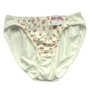 Minarl 可憐なスイートピンクローズ&ピコットレース ショーツ M ミナール 清楚&可愛い バラ/薔薇柄 パンツ アイボリー×ピンク 新品送料込