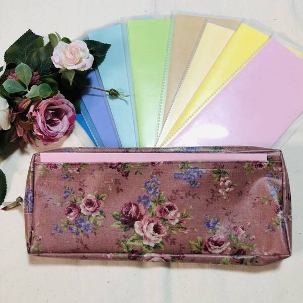 50*ポーチタイプ*JWパンフレット入れ♪中袋8枚付き*薔薇P*ハンドメイド