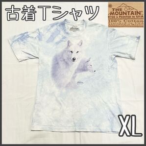 【美品】古着 Tシャツ 半袖 マウンテン 白 ホワイトオオカミ アニマルTシャツ 90年代 USA レトロ ヴィンテージ