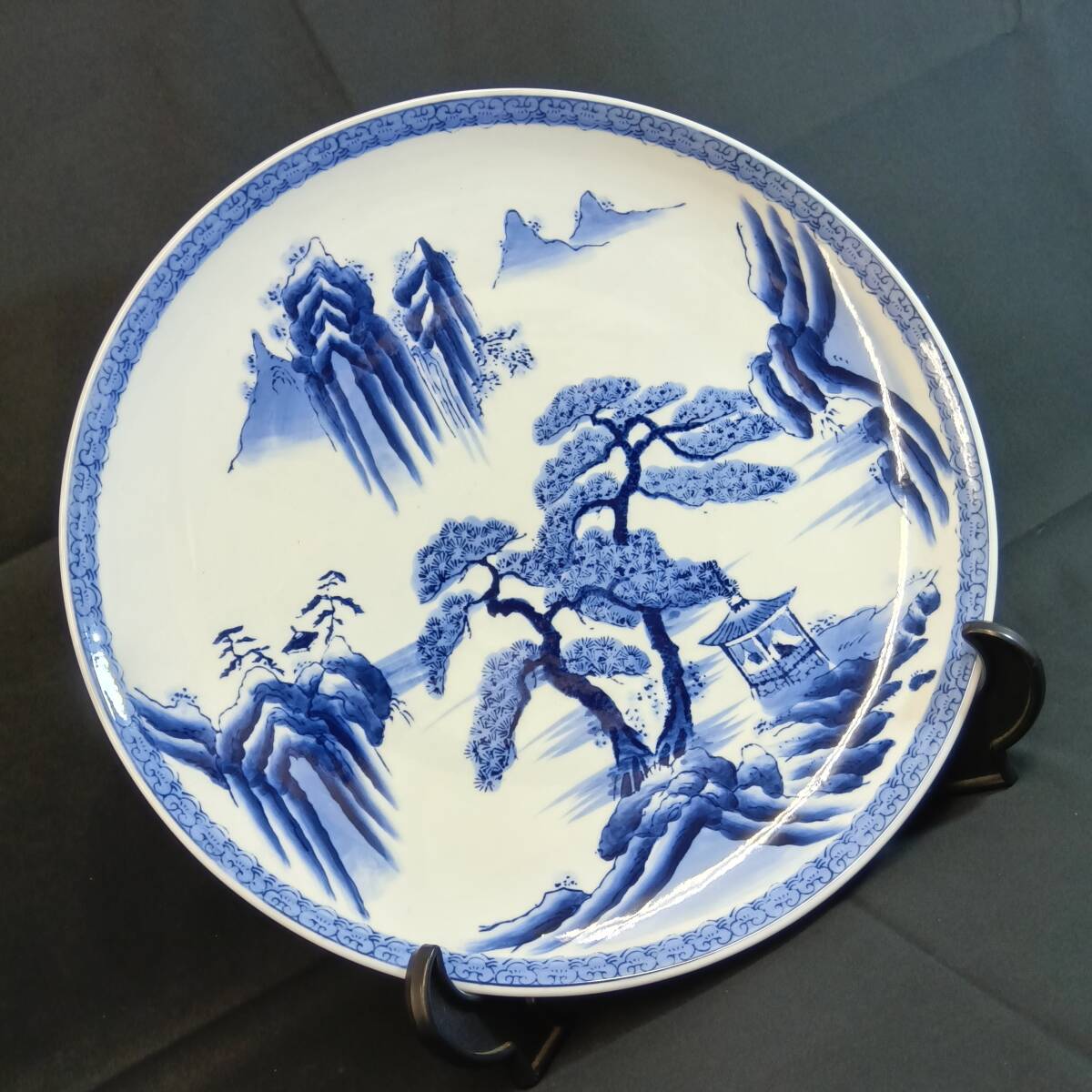 陶器の絵皿 アンティーク 直径約32cm