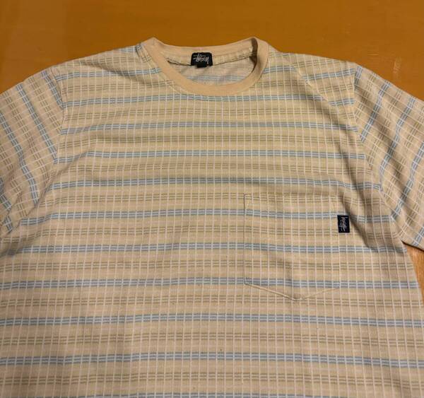 雰囲気◎ 90s OLD STUSSY USA製 紺タグ ボーダーTシャツ ポケット ポケT