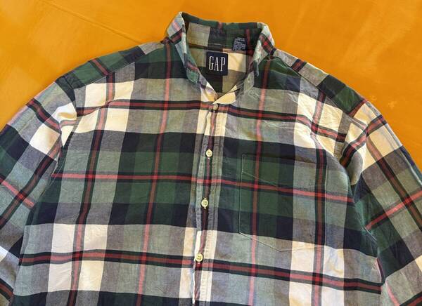 deadstock! 90s OLD GAP チェック 長袖シャツ メンズ L 90年代 オールド ギャップ ポケット付き 旧タグ 古着