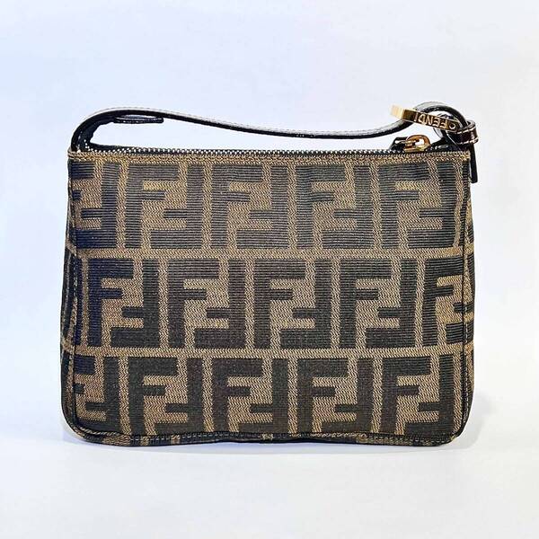 FENDI フェンディ ズッカ柄 ミニ ハンドバッグ アクセサリーポーチ 229126580089 ブラウン ゴールド レディース ファションバッグ