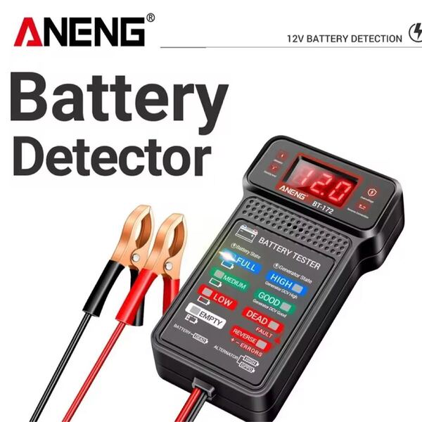 バッテリー チェッカー12V バッテリーテスター LED 自動車 車 バイク スクーター 原付 ANENG BT-172