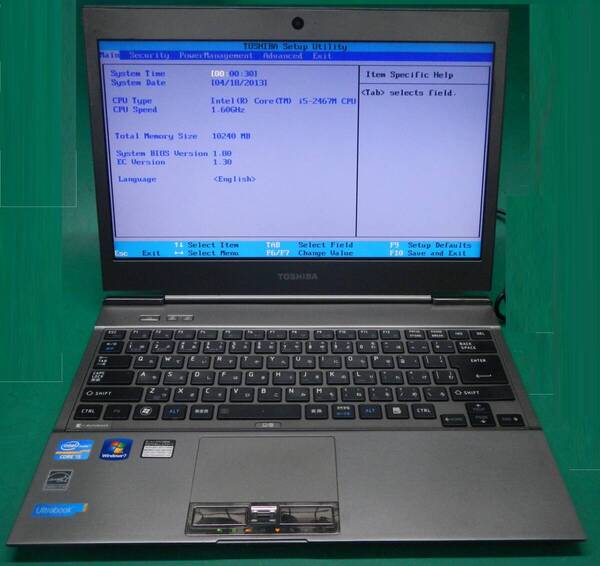 東芝 ノートパソコン dynabook R631/28E/Core i5-2467U 1.6GHz/10GB(8G+オンボード2G)/SSDなし/部品取り・再生用・修理練習用に