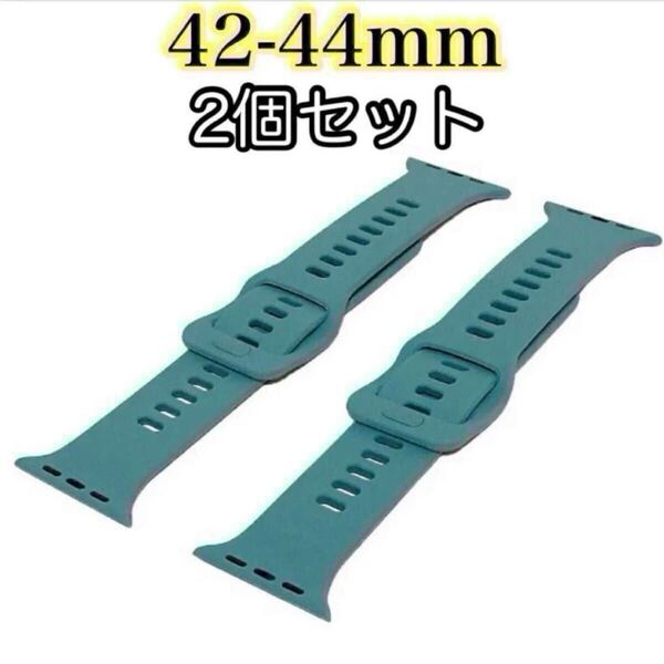 2本セット【スマートウォッチベルト】 バンド 交換用 シリコン42-44mm グリーン スモークグリーン スモーキーカラー 緑 新品