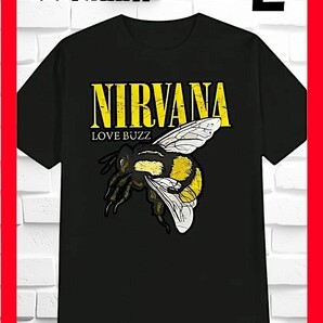 ★新品!◆送料無料!◆NIRVANA/ニルヴァーナ★人気ロゴ(蜂,bee)*プリント*半袖Tシャツ*Lサイズ相当*黒*音楽,バンド,ロック,キャンプ.