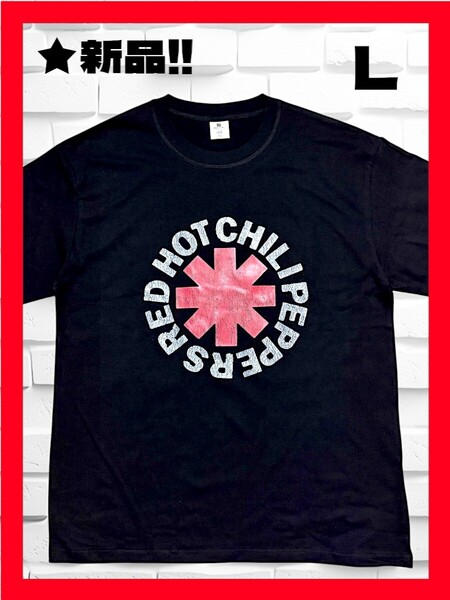 ★新品!◆送料無料!◆RED HOT CHILI PEPPERS,レッドホットチリペッパーズ*大人気アスタリンクロゴ*ヴィンテージ風,半袖Tシャツ*Lサイズ