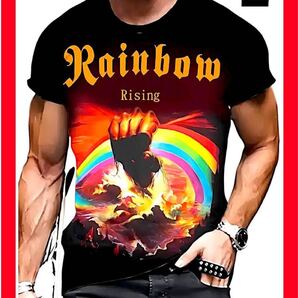 ★新品!◆送料無料!◆RAINBOW,レインボー*RISING,ライジング(虹を翔ける覇者)*Tシャツ*Lサイズ相当*ハードロックバンド*メタル*音楽,