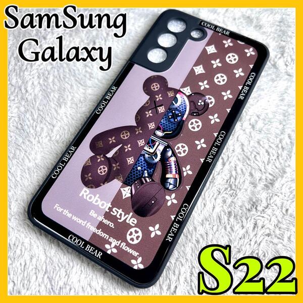 Samsung Galaxy S22 5Gケース TPU強化カラス 茶色 可愛い お洒落 BEAR カメラ保護 サムスンギャラクシーs22カバー ブラウン